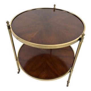 Mid-Century Vintage Walnut and Brass Side Table by Baker Furniture For Sale