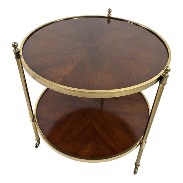 Mid-Century Vintage Walnut and Brass Side Table by Baker Furniture For Sale