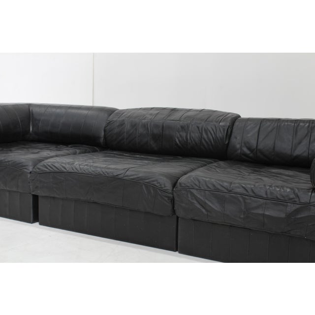 Black DS 88 Modular Sofa in Black Leather from de Sede, 1970s, Set of 3 For Sale - Image 8 of 15