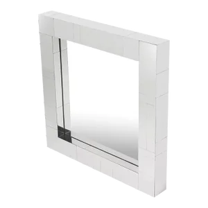 Mid-Century Modern Chrome Square Cityscape Wall Mirror After Paul Evans