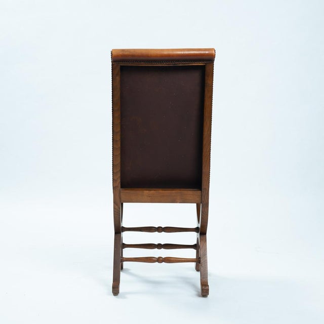 1970s Chair in Brown Leather and Oak by Pierre Lottier for Almazan, 1970s For Sale - Image 5 of 18