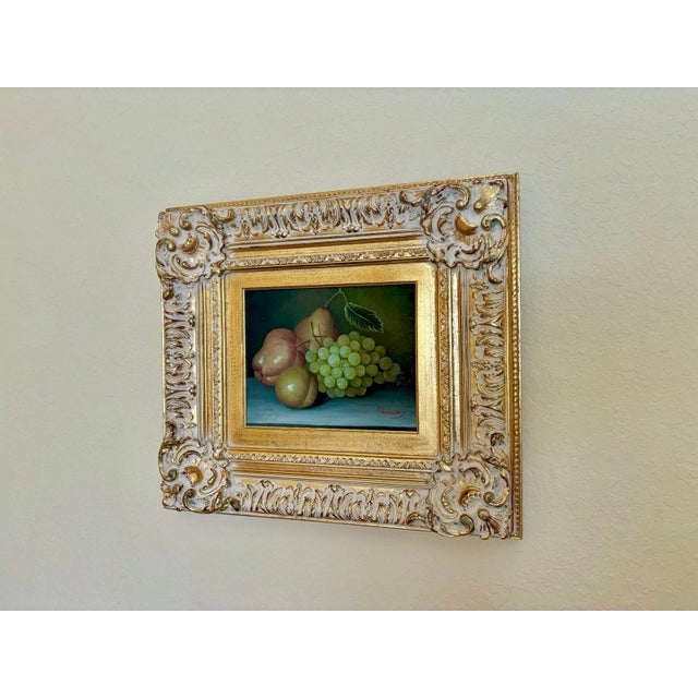 Vintage European-Style Still Life Oil Painting of Fruit, Signed “Therese”, C. 1983, Gilt Frame For Sale - Image 4 of 7