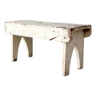 Antique American Farmhouse White Painted Step Stool For Sale