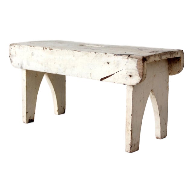 Antique American Farmhouse White Painted Step Stool For Sale