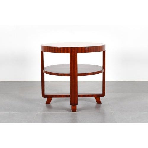 Art Deco Circular Side Table in Bentwood and Pink Mirrored Glass, Italy, 1930s For Sale - Image 3 of 15