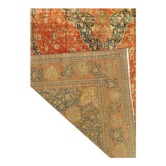 Late 19th Century Antique Hand Knotted Mohtasham Kashan Rug 13'5'' X 26'5'' For Sale - Image 4 of 13