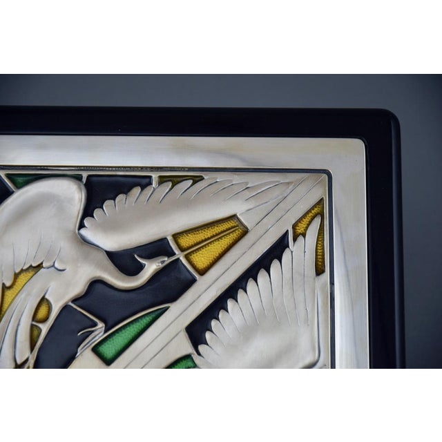 Black Italian Art Nouveau Style Decorative Silver Jewelry Box, 1980s For Sale - Image 8 of 14