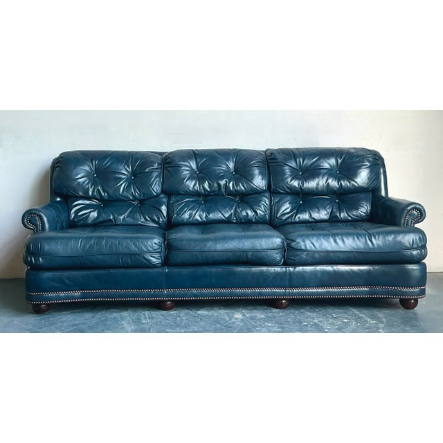 American Vintage Boho American Leather Tufted Chesterfield Sofa For Sale - Image 3 of 6