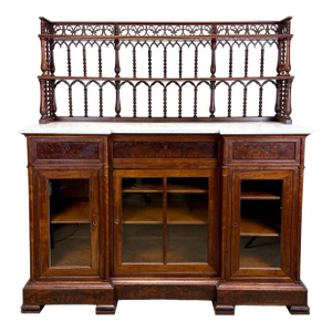 Late 19th Century Victorian Mahogany Marble Top Sideboard Buffet Server