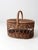 Brown Vintage Wicker Picnic Basket With Lining For Sale - Image 8 of 12