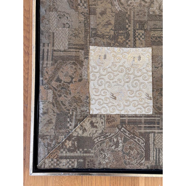 Antique Framed Japanese Silk Kesa Monk's Robe Edo Period For Sale - Image 9 of 12