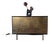 Organic Modernism Brutalist Brass and Dark Oak Media Console For Sale