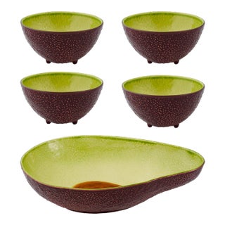 Bordallo Pinheiro Tropical Fruits 5-Piece Salad Serving Set, Avocado For Sale