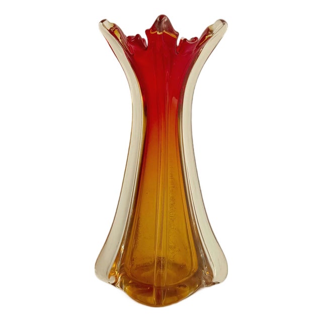 Vintage Blown Glass Vase, 1960s For Sale