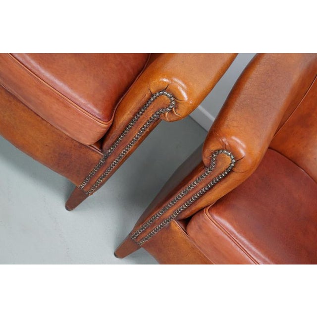 Vintage Dutch Cognac Leather Club Chairs, Set of 2 For Sale - Image 4 of 18