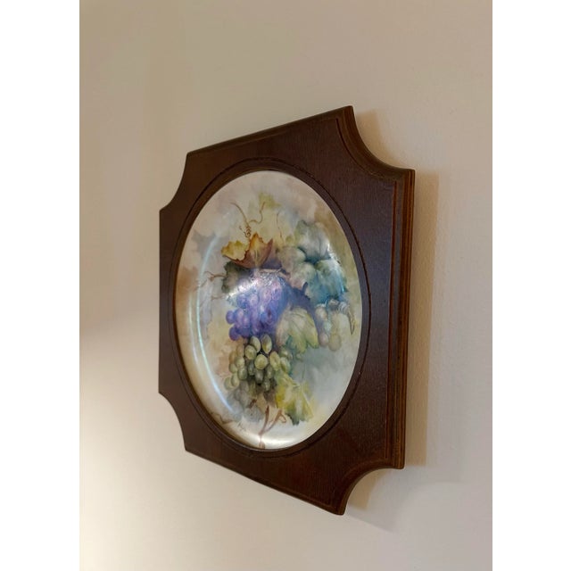 French French Limoges Still Life Hand Painted Wood Framed Porcelain Decorative Plate For Sale - Image 3 of 11