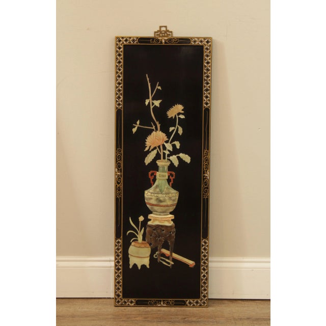 Stone Vintage Chinese Lacquered Carved Soapstone Panels - Set of 4 For Sale - Image 7 of 13