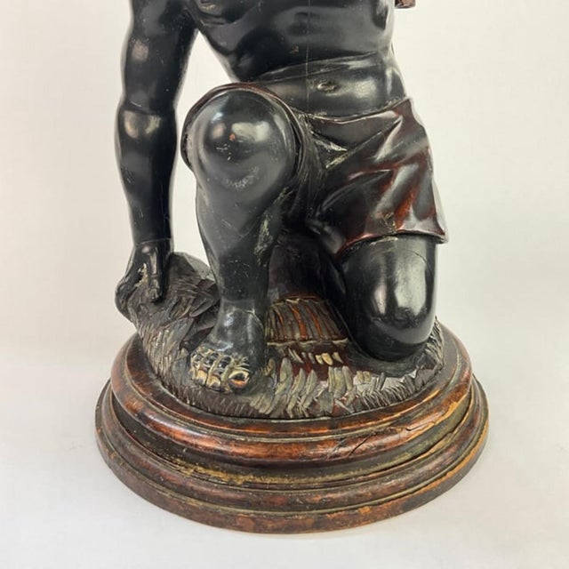 Pair of Mid-Century Modern Wood Carved Venetian Blackamoor Pedestal/Stands For Sale - Image 16 of 17