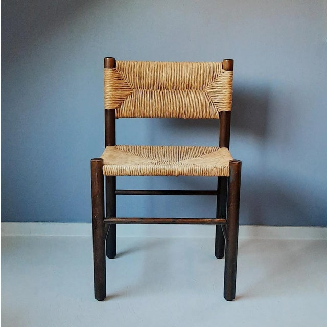 Wooden Chair with Rush Seat and Backrest, 1970s For Sale - Image 6 of 6