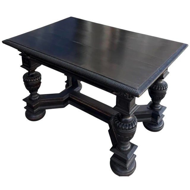 Jacobean Antique 19c Jacobean Ebony Writing Side or Breakfast Table For Sale - Image 3 of 3