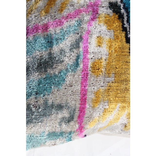 Contemporary Silk Velvet Ikat Bohemian Pillow For Sale - Image 4 of 10