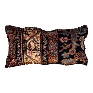 Pillow W/Antique Persian Rug Fragment, 9" X 1'4" For Sale
