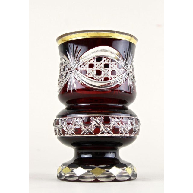 Black 19th Century Biedermeier Ruby Red Overlay Glass Goblet, 1840s For Sale - Image 8 of 18