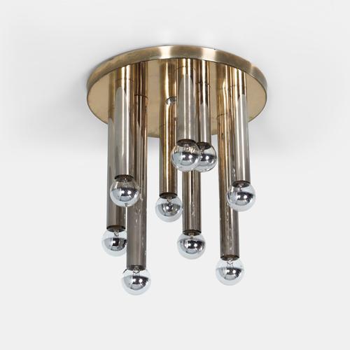 Brass Model 2165 Ceiling Lamp by S.A. Boulanger, 1970s For Sale - Image 10 of 10