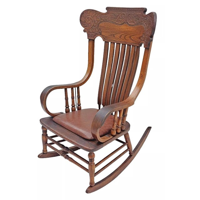 Antique 1890s Victorian Oak Rocking Chair – Large Pressed Back Rocker ...