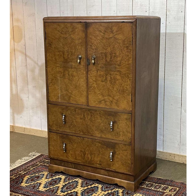 Art Deco English Sideboard in Burr Walnut, 1950s For Sale - Image 3 of 18