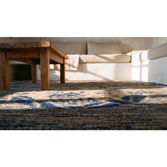 1920s Navy Stripe Medallion Antique Chinese Peking Rug 2' 7''x4' 8'' Knotted Wool Carpet For Sale - Image 10 of 12