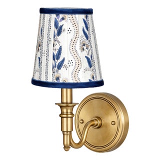Blue Velvet Trellis Sconce Shade For Sale