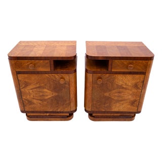 Mid-20th Century Art Deco Bedside Tables, Poland, 1950s, Set of 2 For Sale
