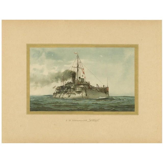 Hugo Graf, SMS Siegfried, Chromolithograph of a German Coastal Defense Ship, 1903, Print For Sale - Image 6 of 6