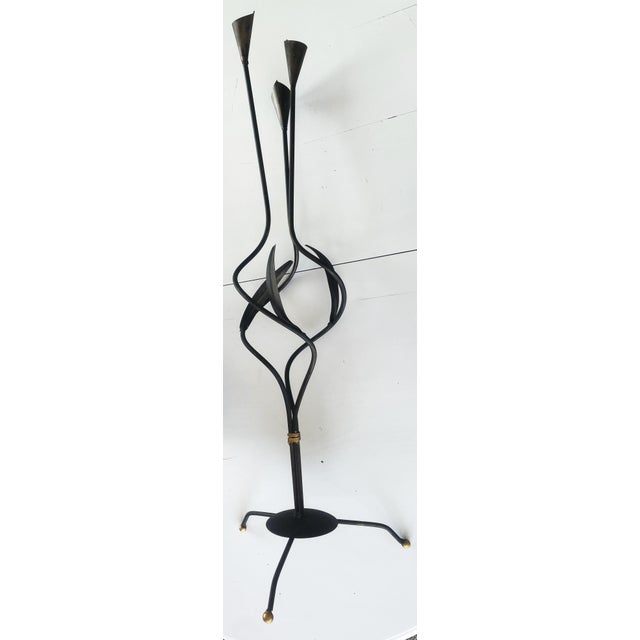 1950s Large Floor Candleholder in Metal, 1950s For Sale - Image 5 of 18