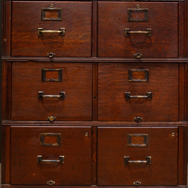 Brown Monumental Mahogany Yawman and Erbe 15 Drawer Modular File Cabinet c.1910 For Sale - Image 8 of 18