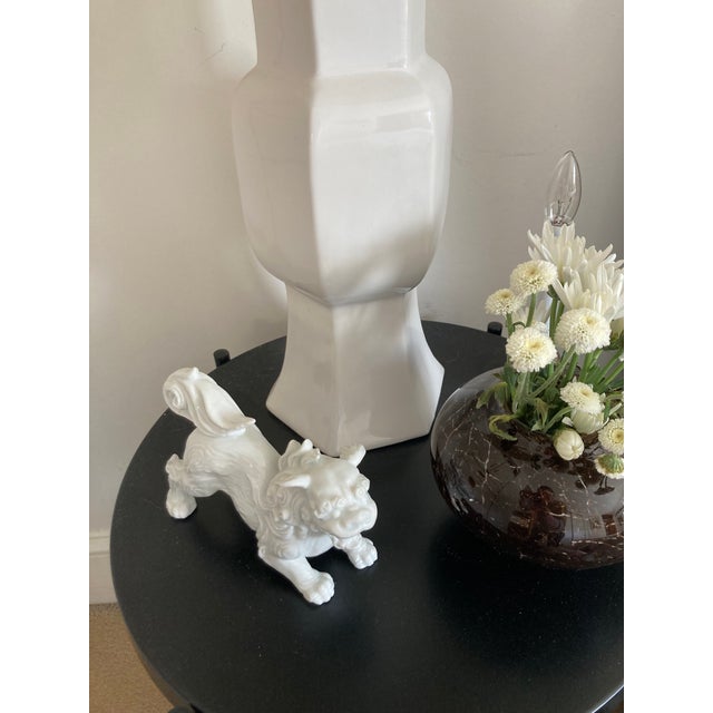 Vintage Blanc De Chin Foo Dog Statue For Sale - Image 9 of 9