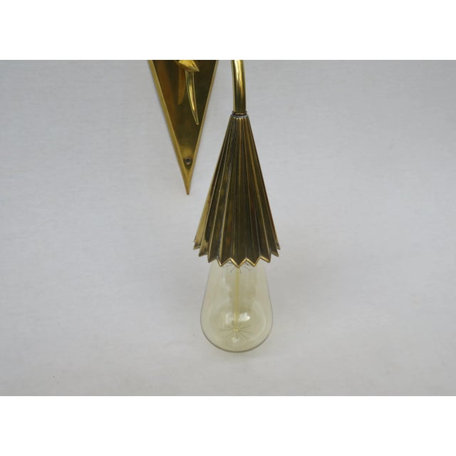 Vintage Art Nouveau Brass Wall Applique For Sale - Image 4 of 16