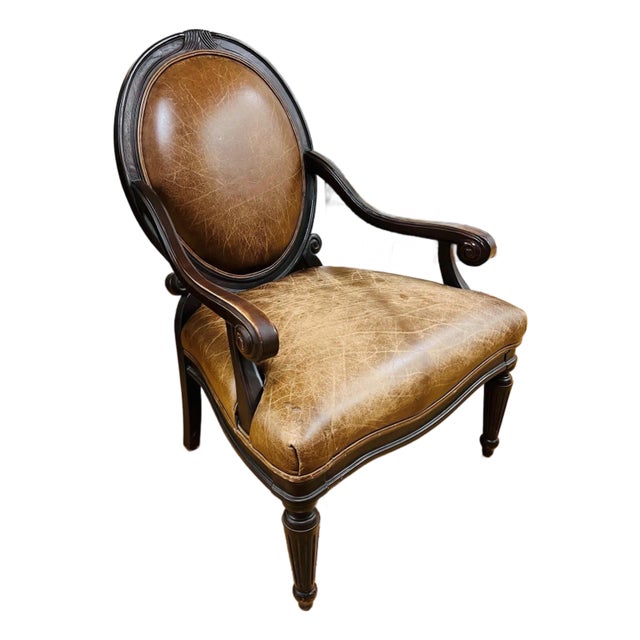 Bernhardt Oval Back Regency Style Nail Head Accent Armchair For Sale