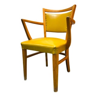 Vintage Henderson Mid-Century Modern Mustard Yellow Vinyl Armchair For Sale