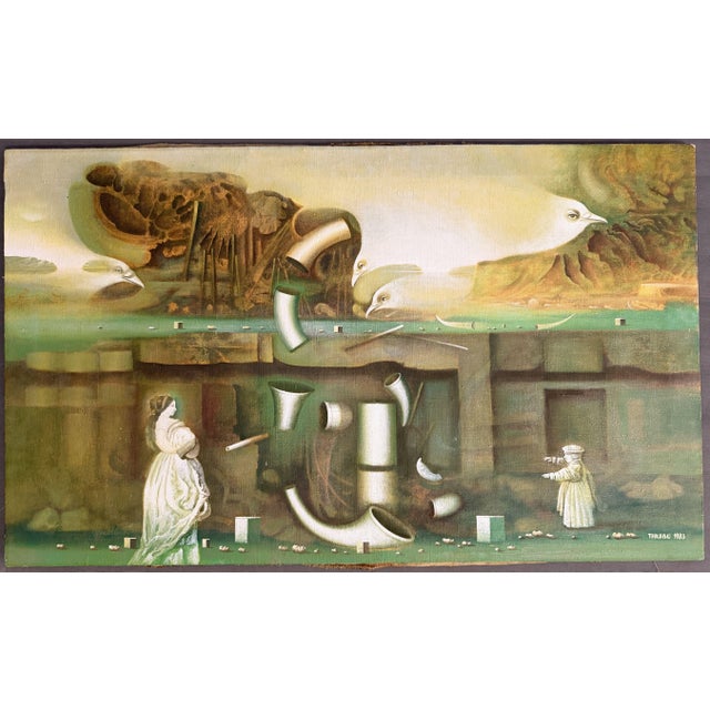 Mihailo Djokovic Tikalo, Surrealist Composition, 1983, Oil on Canvas For Sale - Image 7 of 7