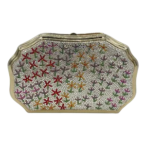 Vintage Judith Leiber Stick Figure Floral Print Minaudiere