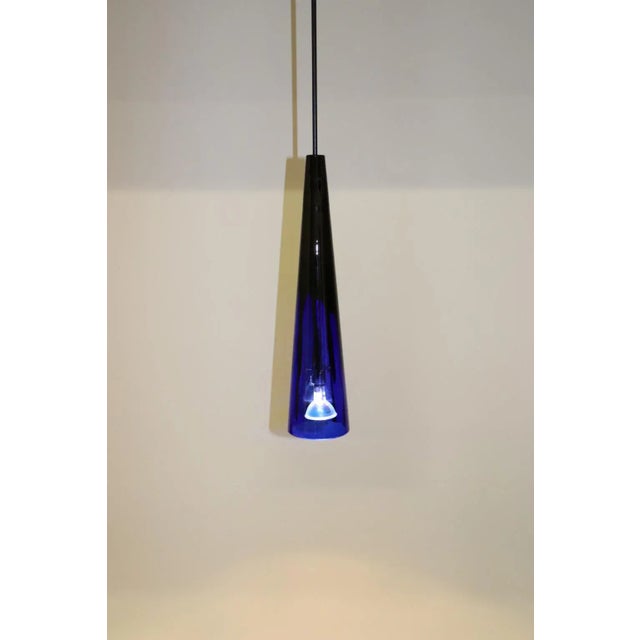 Late 20th Century 1980s Modern Itre Black-Blue Murano Glass Pendant For Sale - Image 5 of 10