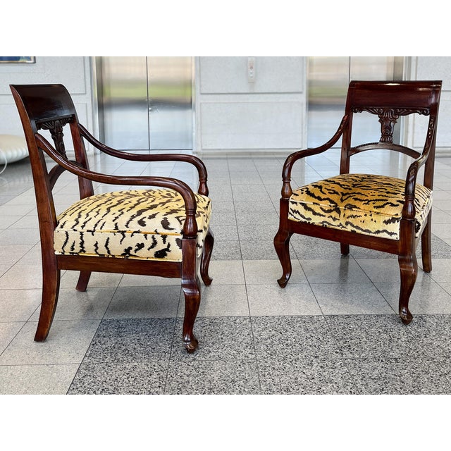Biedermeier Early 20th Century Danish Biedermeier Style Mahogany Armchairs - A Pair For Sale - Image 3 of 13