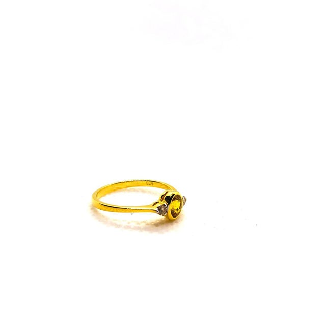 Bochic “Orient” Vintage Yellow Sapphire & Cognac Diamond Ring Set In 18K Gold & Silver For Sale In New York - Image 6 of 13