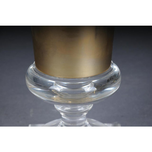 Metal Hollywood Regency Style Acrylic Gold Goblet Vase For Sale - Image 7 of 12