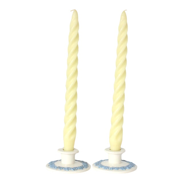 Wedgwood Queensware Candlestick Holders, Pair For Sale