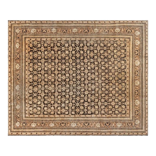 Vintage Indian Agra Botanic Handmade Wool Rug For Sale