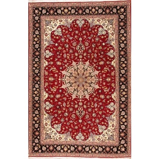 Hand-Knotted Middle Eastern Rug in Wool & Silk For Sale