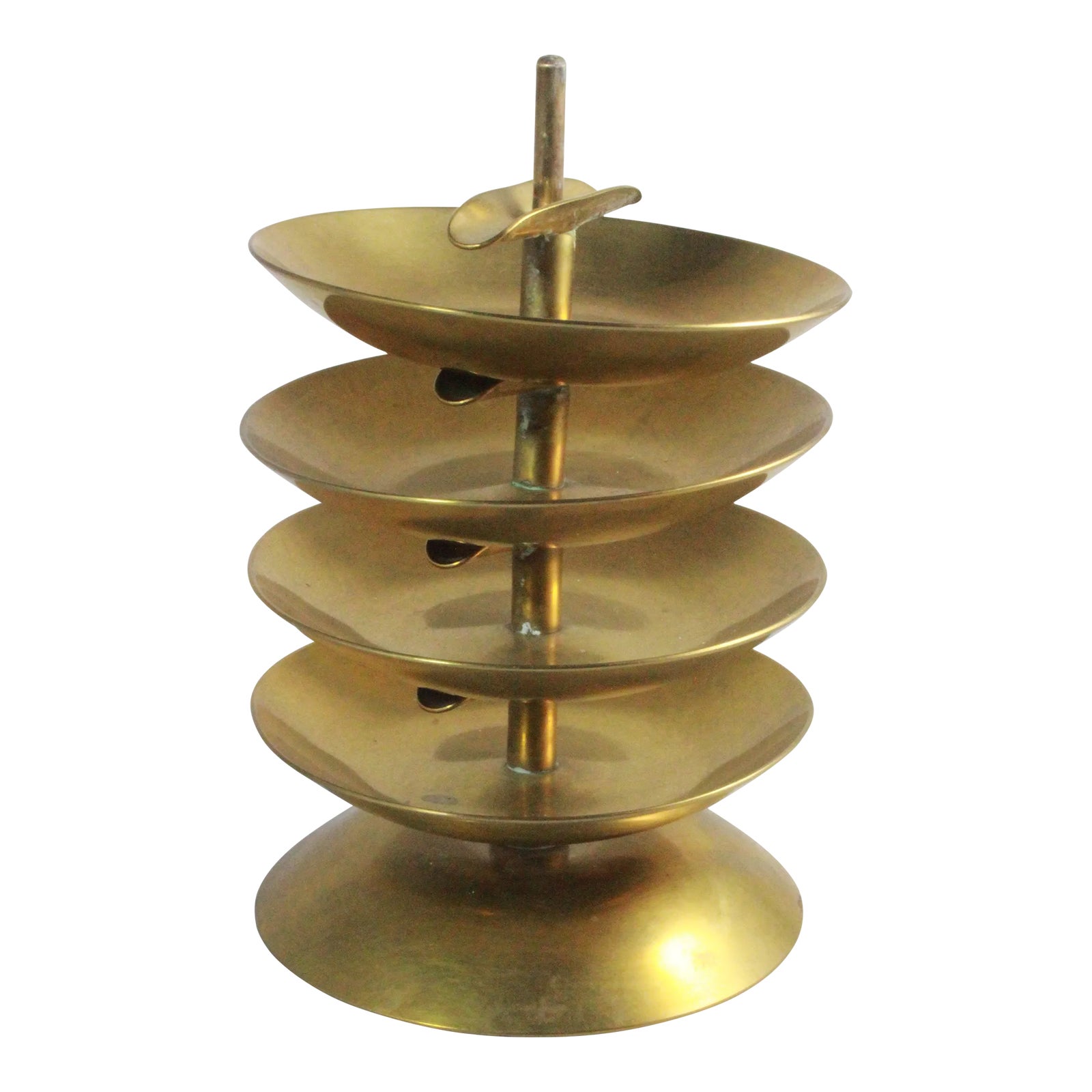 Vintage Stacking Brass Set of 4 Ashtrays With Stand | Chairish